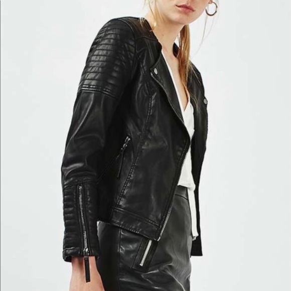 Top Shop faux leather biker jacket - Picture 3 of 8
